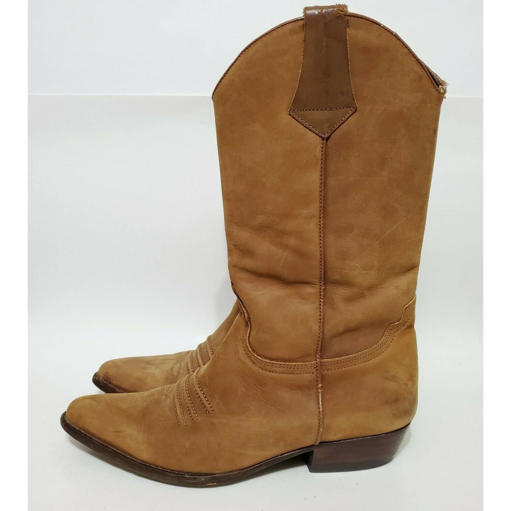 Guess Marciano Womens 8 Brown Nubuck Leather Pointed Toe Cowboy Boots Vintage